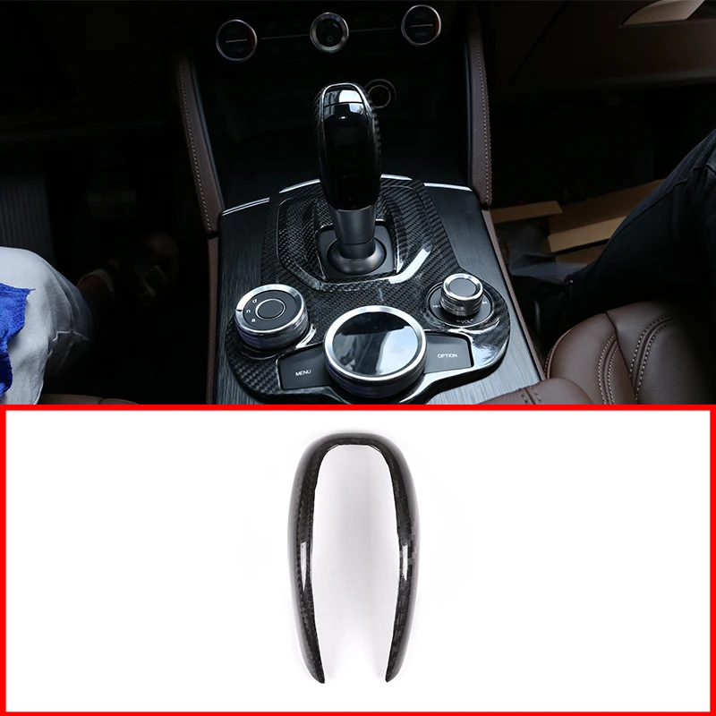 

Real Carbon Fiber Car Gear Shift Head Decorative Frame Trim for Alfa Romeo Giulia Stelvio 2016-2019 Car Accessories