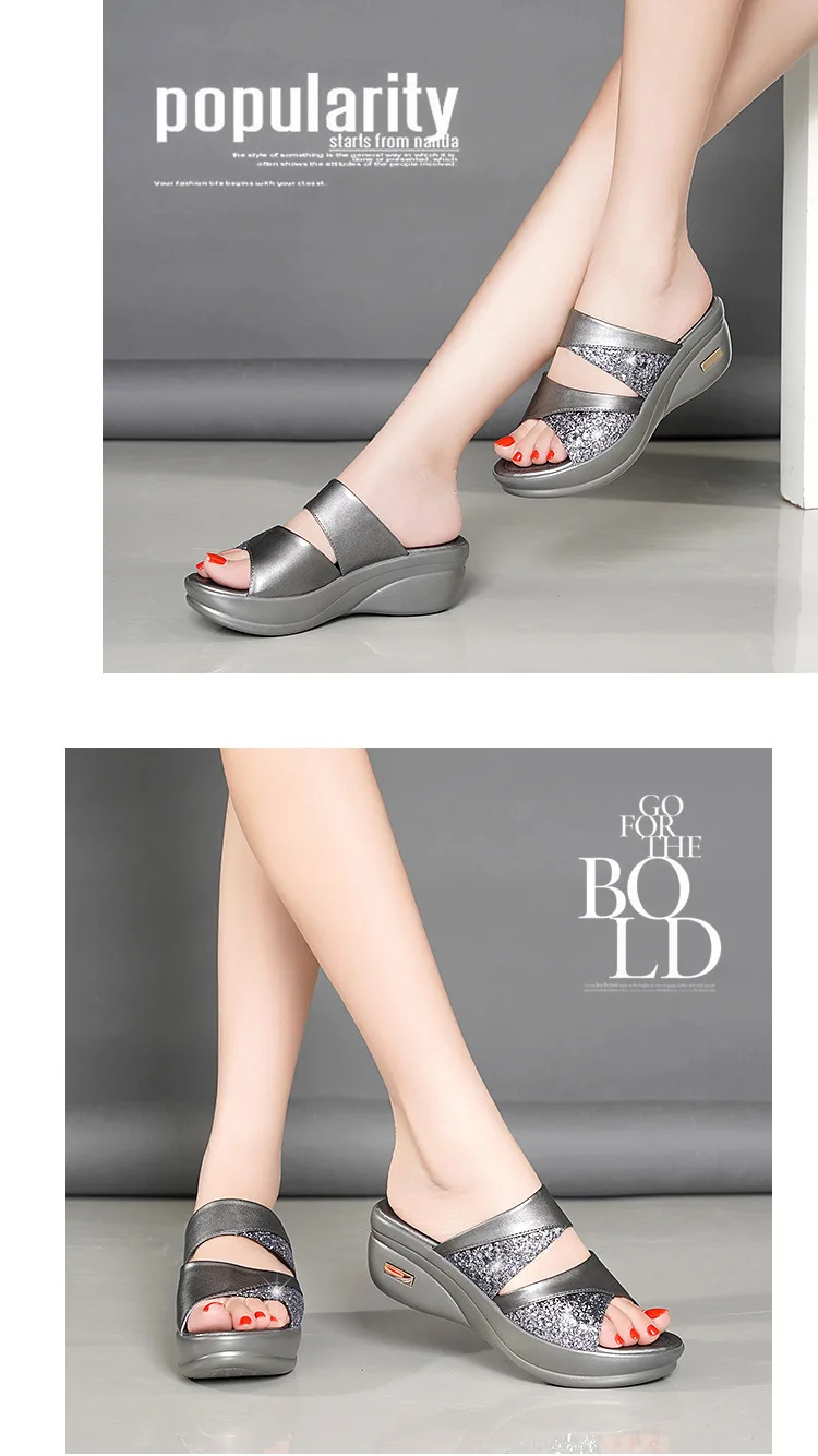 Женские шлепанцы; летняя повседневная обувь на танкетке с открытым носком; женская пляжная обувь разных цветов; zapatos de mujer-80