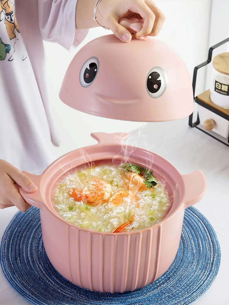 

Cartoon Mini Ceramic milk pot soup pot crock pot casserole soup pot ceramic stew pot insulated food warmer casserole