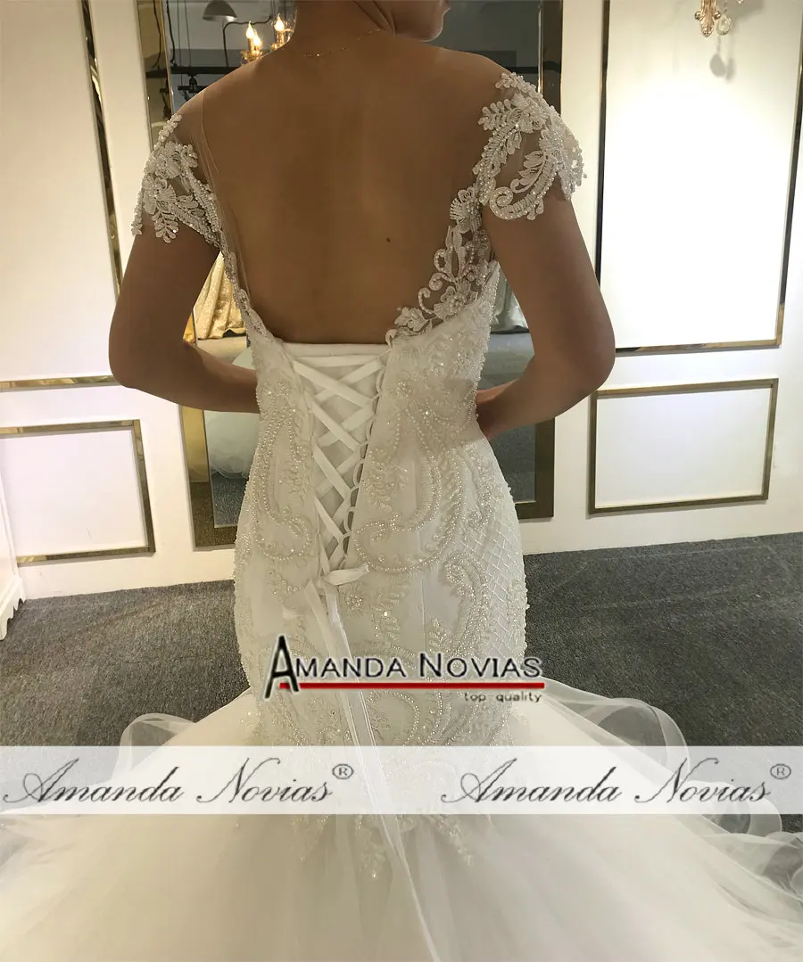 Новое прибытие Русалка свадебное платье с полным бисером свадебное платье годе