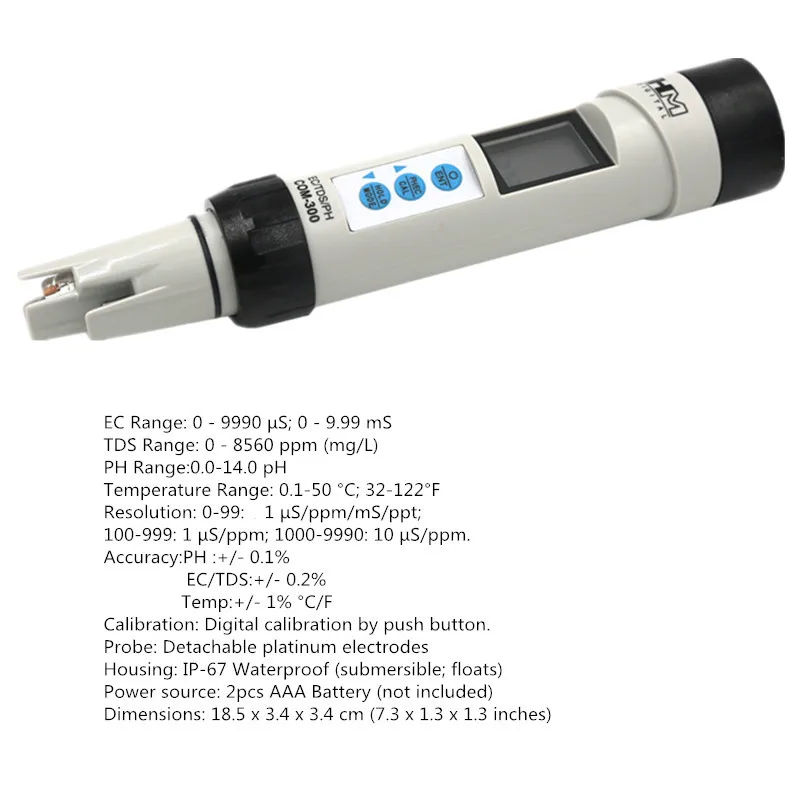 HM COM-300 Combo Meter 4 in 1 EC TDS Temperature PH Meter