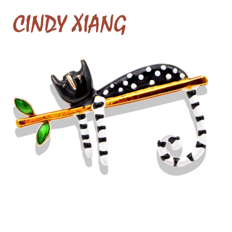 Брошь Кошечка CINDY XIANG летняя брошь в виде ленивой кошки животного 2 цвета|Броши| |