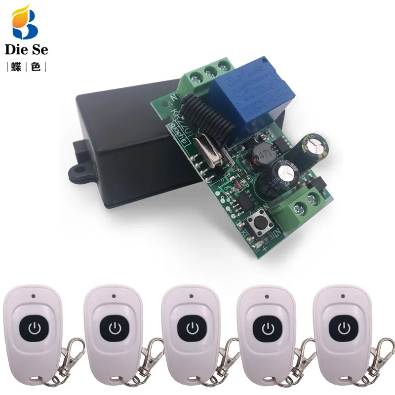 

RF Switch Remote Control AC 85~220V 1CH Relay Receiver and Transmitter for Universal Garage Control and Home appliance Control
