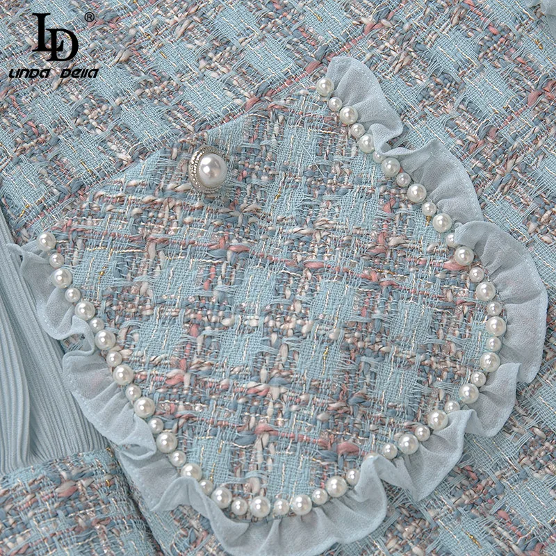LD LINDA DELLA Autumn Winter Women Tweed Weave