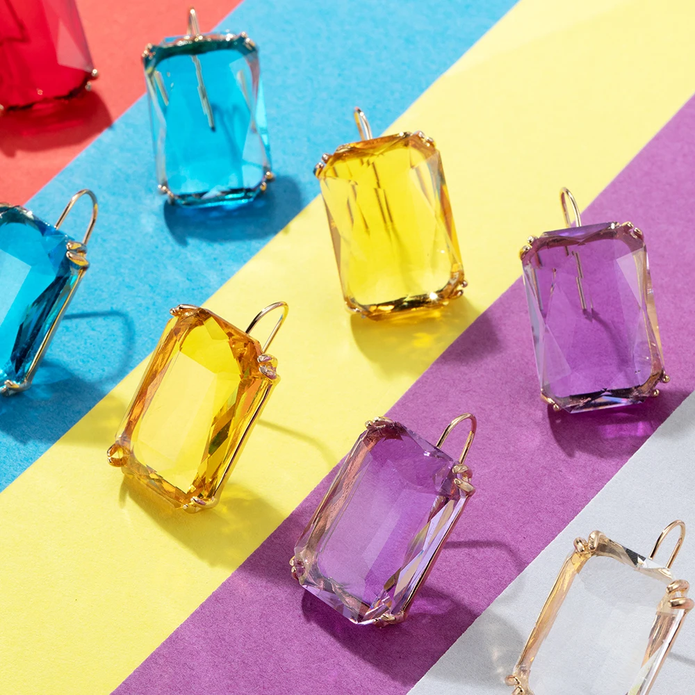 Transparent Resin Pendant Hanging Earring For Women Bohemia Trendy Geometric Square Acrylic Drop Dangle Earrings Wedding Jewelry