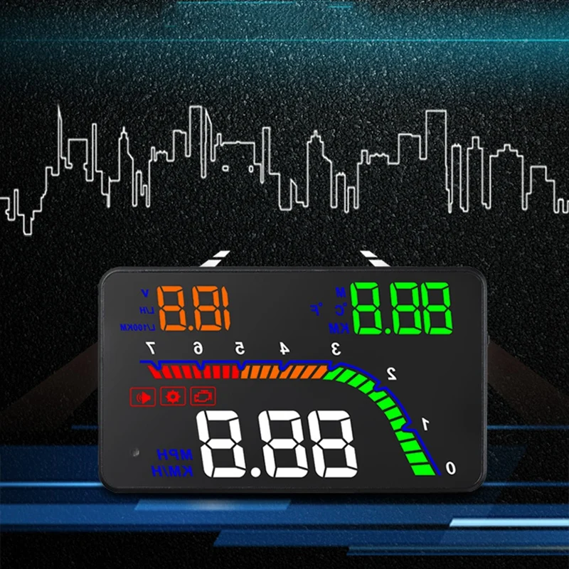 A100S T100 OBD автомобиля Hud головой вверх Дисплей Температура Датчик Obd превышение скорости Предупреждение Системы проектор лобовое стекло