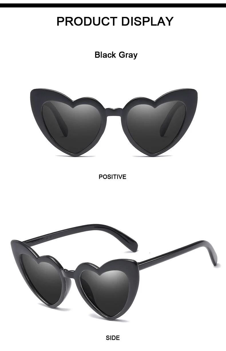 black sunglasses women Love Heart Sunglasses Woman Big Frame Personality Sunglass Fashion Cute Sexy Retro Cat Eye Vintage SunGlasses Pink Female black cat eye sunglasses