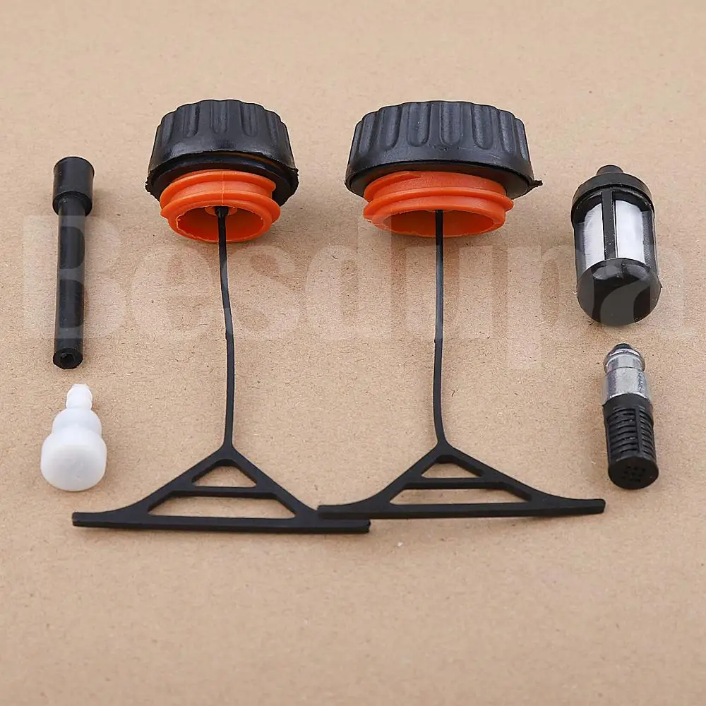 Gas Fuel Cap & Oil Cap For Stihl 020 021 023 024 025 026 028 034 036 038 042 048 AV Super Replace 0000 350 0520, 0000 350 0510 2