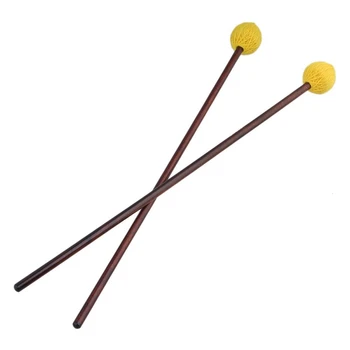 

1 Pair Medium Hard Yarn Head Keyboard Marimba Mallets with Maple Handle Yellow Suitable for Fast Rhythm Percussion Instruments