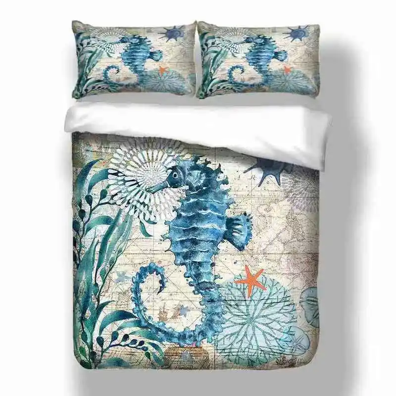 

3D Digital OCTOPUS Home Textile Sea Horse Dolphin Bedding Sets King Queen Whale turtle Duvet Cover Quilt Cover Pillowcase
