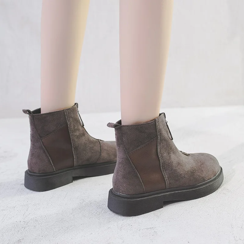 

Popular Brand Front Zipper Martin Boots 828-8 New Style Spring And Autumn Flat Versatile Single Boots Short England Ventilation