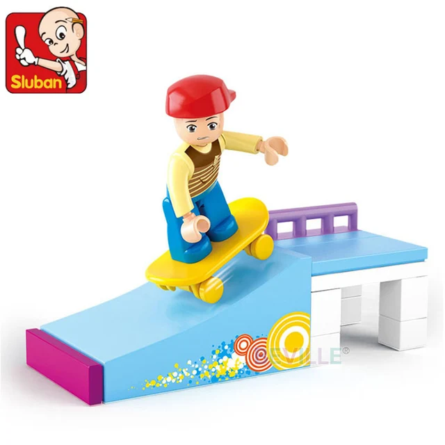 Sluban Girl Friends Puppy Dog House Pet Grooming Gas Station Skateboarder Model Action Figure Building Blocks Toys For Children 3