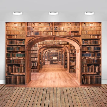 

Photo Background Old Library Arch Bookshelf Books Cabinet Custom Study Child Portrait Photography Backdrop Photo Booth Photocall