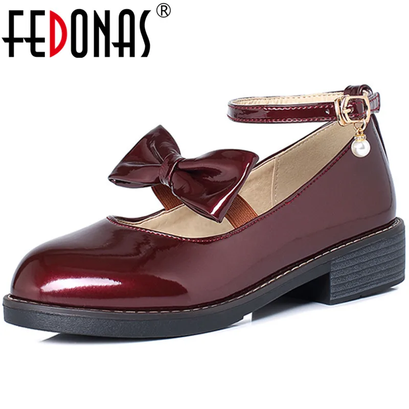 

FEDONAS Women Pumps Butterfly Knot Pearl Cross-Tied Rhinestone Spring Summer Concise Pu Casual Shoes Brand Design Shoes Woman