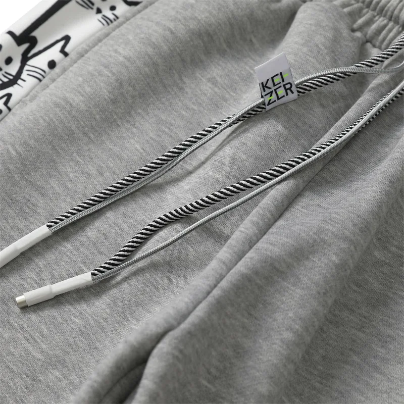 grey track pants Zeustang Fashion Sweatpants Harem Pants Pocket Letter Print Streetwear Fleece Mens Hip Hop Harajuku Drawstring Casual Trouser best joggers for men