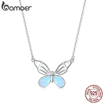 Opal Authentic Butterfly  Silver Necklace for Women