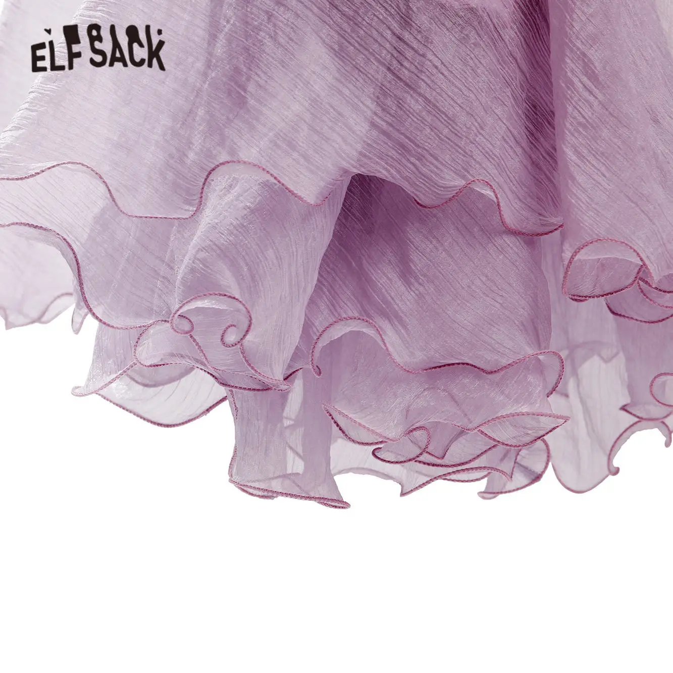 Женская шифоновая юбка ELFSACK фиолетовая однотонная трапециевидная с высокой