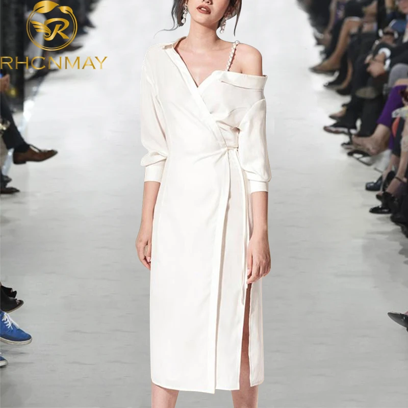 spaghetti strap dress with white shirt