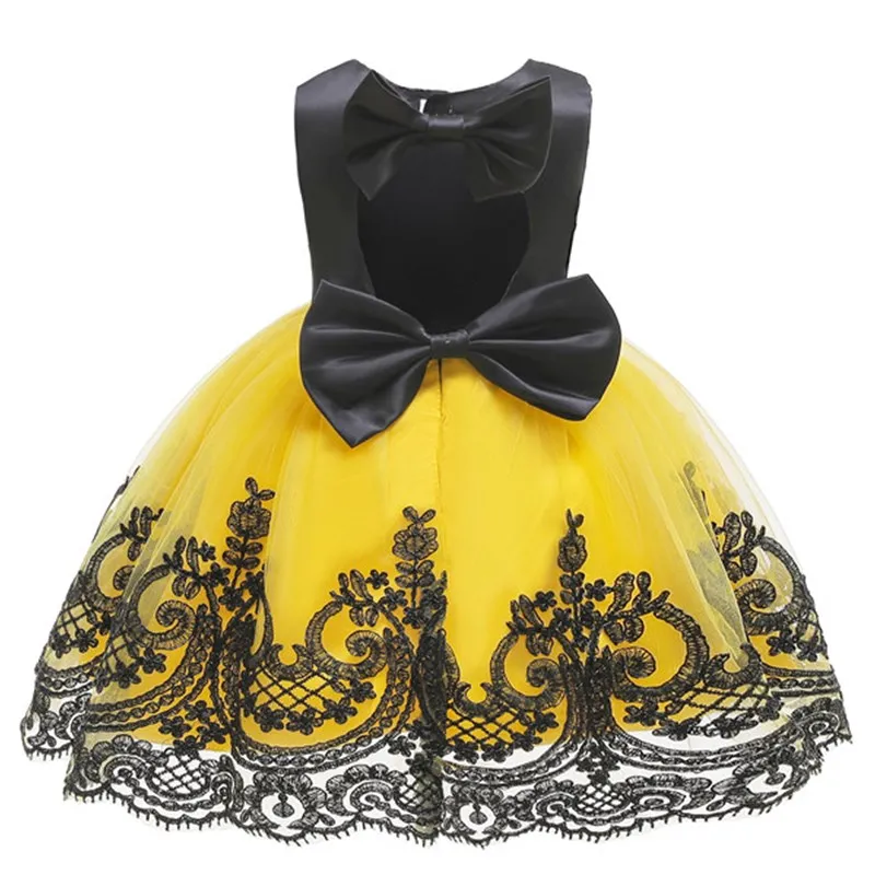 Платье-пачка с цветочным рисунком; одежда для детей; элегантные платья для девочек; вечерние платья принцессы для детей 2-10 лет - Цвет: black