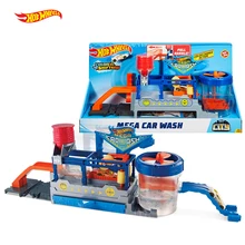 Hot Wheels Трек город Мега Автомойка подключаемый игровой набор Diecast обесцвечивание игрушки для детей подарок на день рождения