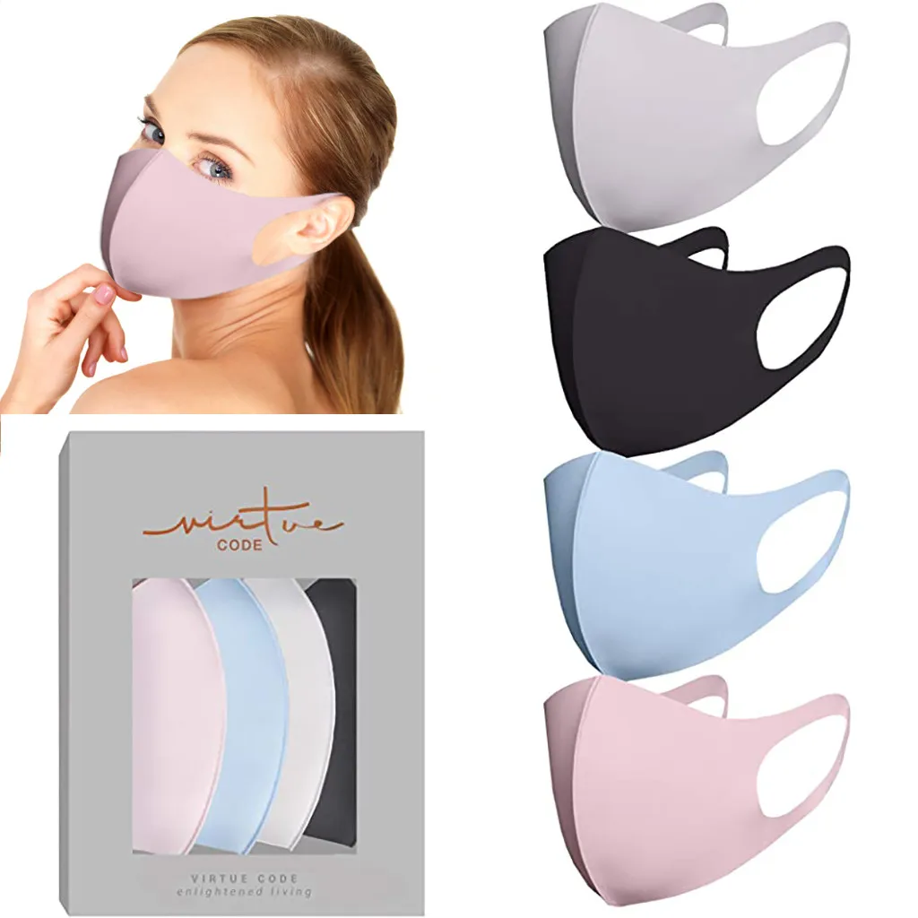 4PC Washable Face Mask Pure Color Reusable Cotton Mouth Outdoor Dustproof Mascarillas Adults Windproof Replaceable Masque | Аксессуары
