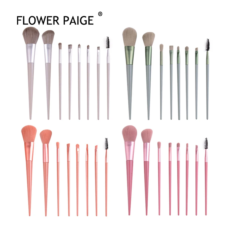 FLOWER PAIGE 8Pcs Horse Hair Makeup Brushes Tool Set Cosmetic Powder