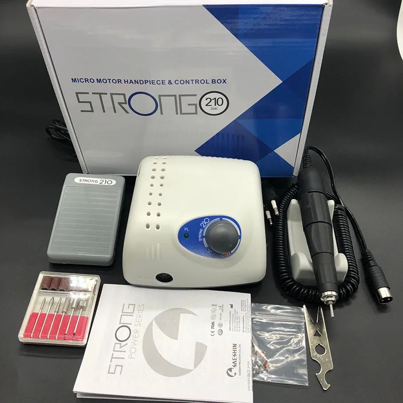 STRONG65W 35000 об/мин Электрическая дрель для ногтей Сильная модель 210 204 наконечник для маникюра педикюра пилка для ногтей оборудование для дизайна ногтей