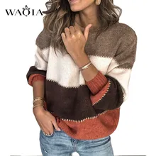 Plus Size 5XL Women Sweater Autumn Winter Warm Knitted Sweaters Pullover Women O Neck Long Sleeve Patchwork Casual Jumper