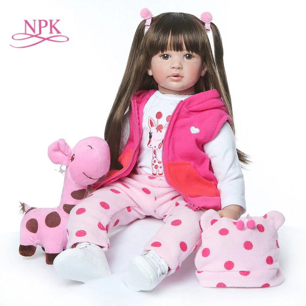 NPK 23 дюймов Boneca Reborn Мягкая силиконовая виниловая кукла 60 см мягкая Baby Doll