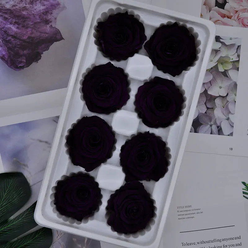 Cigarette purple 1 коробка, высокое качество, консервированные цветы, цветок, бесморская Роза, диаметр 4 см, подарок на день матери, вечная жизнь, цветок, материал, подарочная коробка - Цвет: Cigarette purple