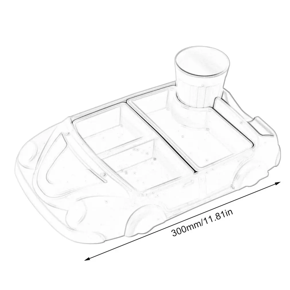 Bamboo Fiber Baby Tableware Creative Compact Cartoon Car Plate Dash-Proof Grid Bowl Suitable For Children