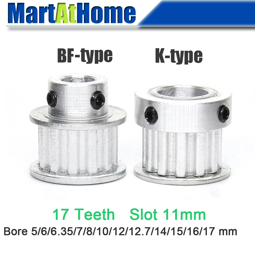 Aluminum Timing Pulley XL17 17T 17-Teeth Slot Width 11mm BF-type/K-type Boss 20mm/23mm/30mm Bore 5~17mm for 3D Printer | Обустройство