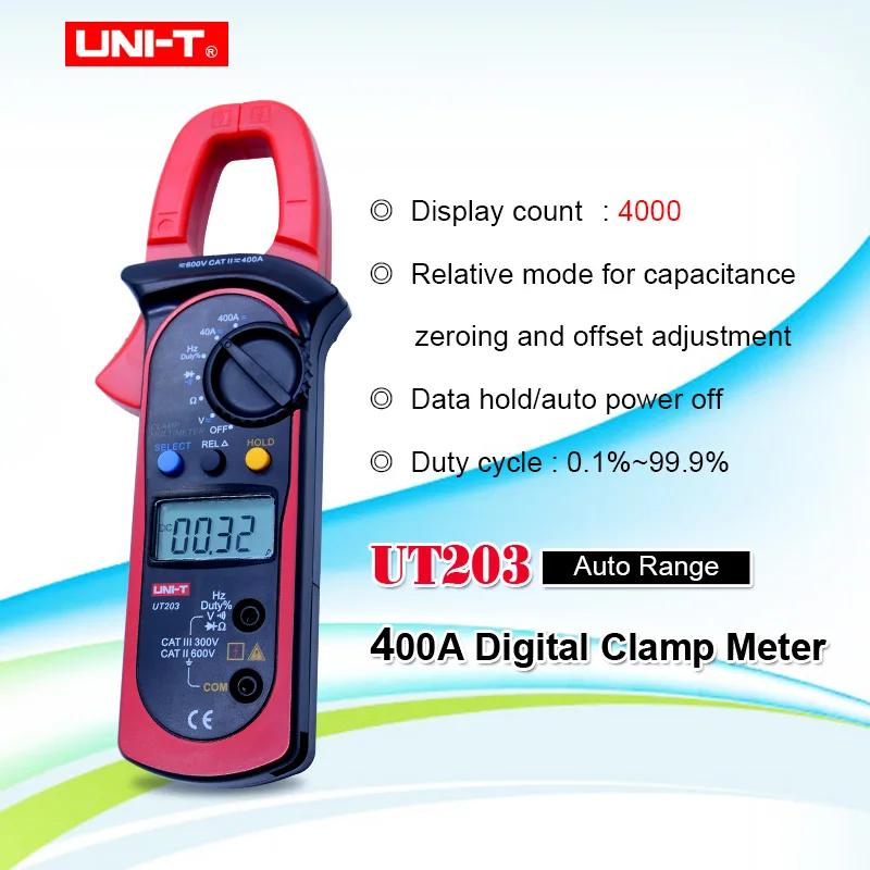 UNI T UT203 Ditgital Clamp Multimete Auto Range Display Count 3999