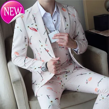 

floral Six colors print wedding suit men's wedding suit business party and club suit