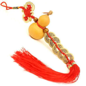 

4-6CM 6PCS SETS Natural gourd copper five emperors' coin Chinese knot Small gourd factory wholesale