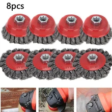 Roue à fil torsadé Durable, 8 pièces, pour meuleuse d'angle M14, accessoires pour outils électriques, roue, disque et tasse, ensemble de pièces 