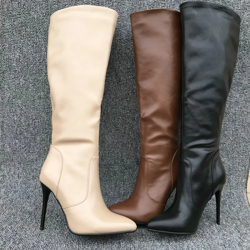 AIWEIYi/женские сапоги до колена; сапоги на высоком каблуке с острым носком; цвет черный, коричневый; ковбойские сапоги; ботинки «Челси»; зимняя женская обувь