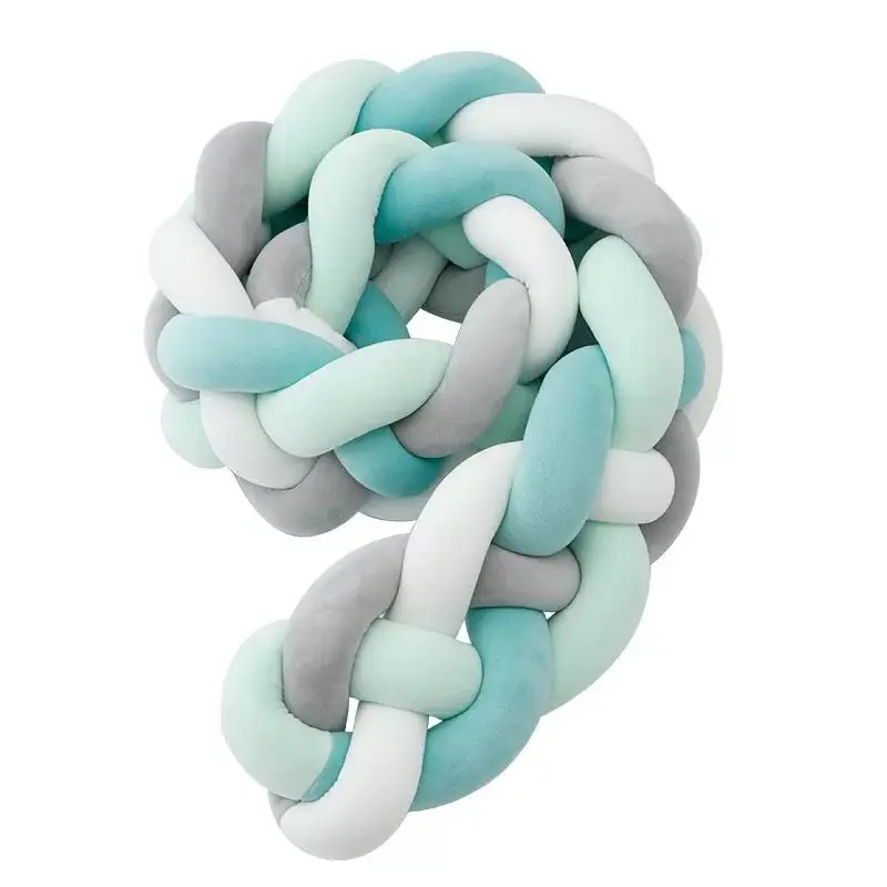 Koodykids 200cm Baby Bumper Bed 4 Braids Knot Cushion Baby Bumper Crib Braids Bumper Protection 16cm-18cm Nordic Style