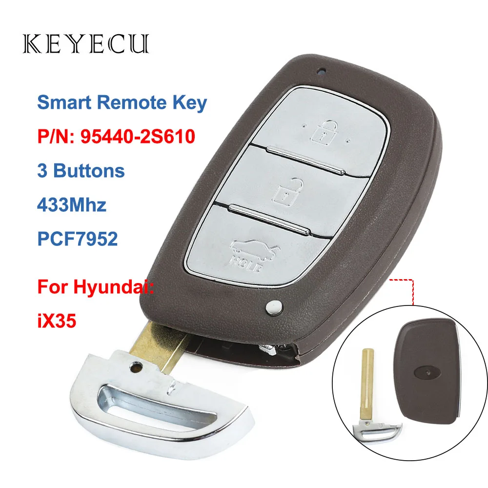Keyecu дистанционный смарт ключ-брелок 3 кнопки 433 МГц PCF7945 чип для hyundai IX35+, FCC ID: 95440-2S610