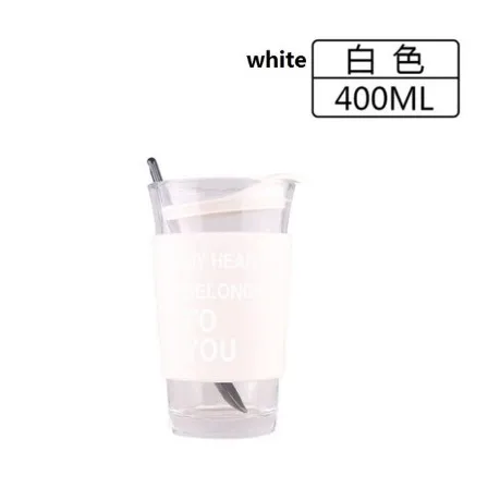 Taza de vidrio de viaje, 400 мл, taza de Caffee al aire libre de agua automotriz de aislamiento de la taza de vidrio de - Цвет: white