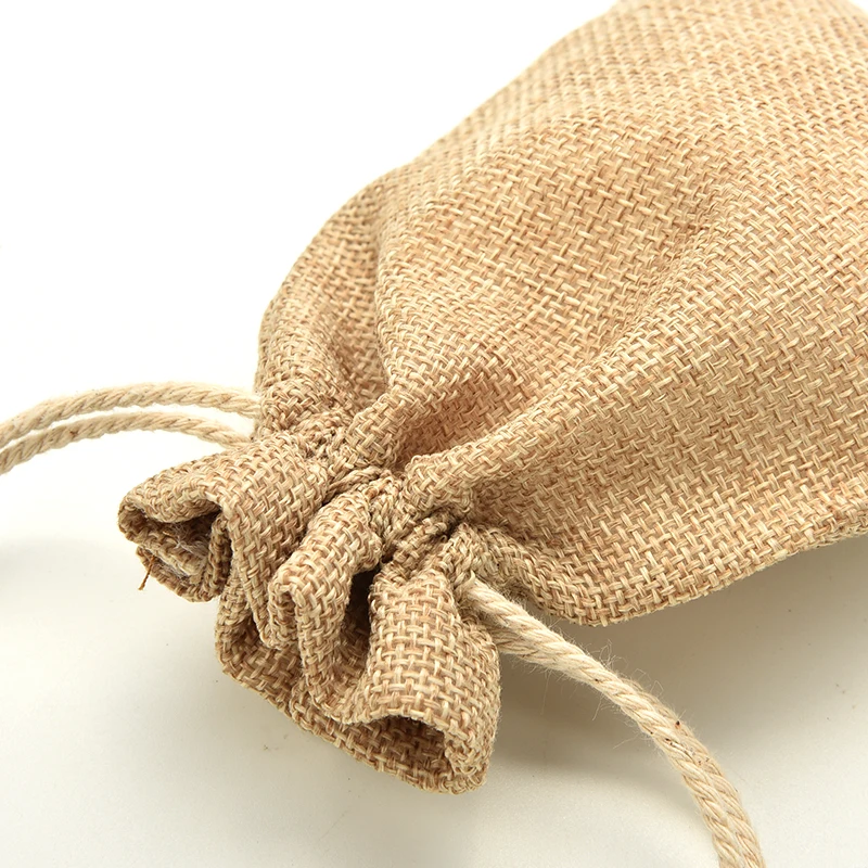 1 шт. мини деревенский мешковины мешок на завязках галстук мешок сувенир для свадебной вечеринки