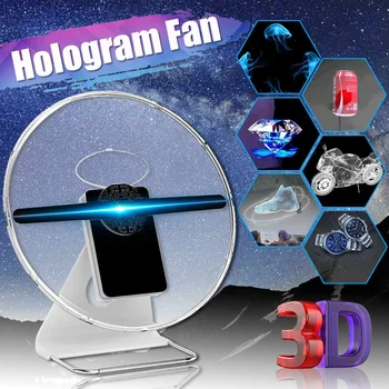 

100-240V 30CM Plug-in 3D Hologram Projector Light Advertising Display LED Fan Holographic Imaging Lamp 3D Remote Hologram Player