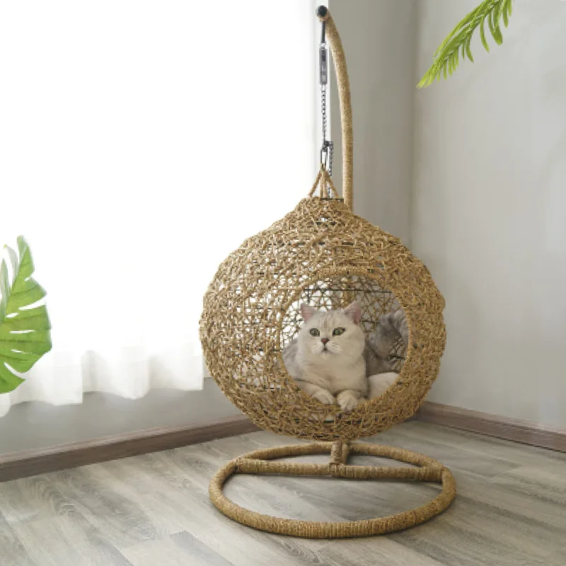 Роскошный домик для кошки из лозы, гамак для кошки с подушкой, домик для котенка, аксессуары для домашних животных, подвесная кровать для питомца, рамка для кошки, товары для дома, корзина