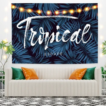 

Green Tropical Palm Leaf Tapestry Wall Mounted Floral Natural Landscape Tapestries Photograph Background Bohemian Artwork Decor