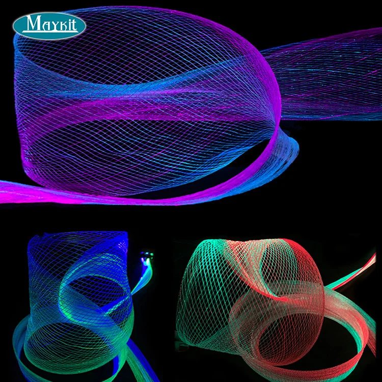 Mayki 5 meters fiber optic mesh ribbon netting for tree star ceiling sensory room light decoration