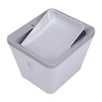 

Mini Flap Type Rotating Trash Can Desktop Dustbin with Lid for Home Office Rubbish Bucket Trash Can
