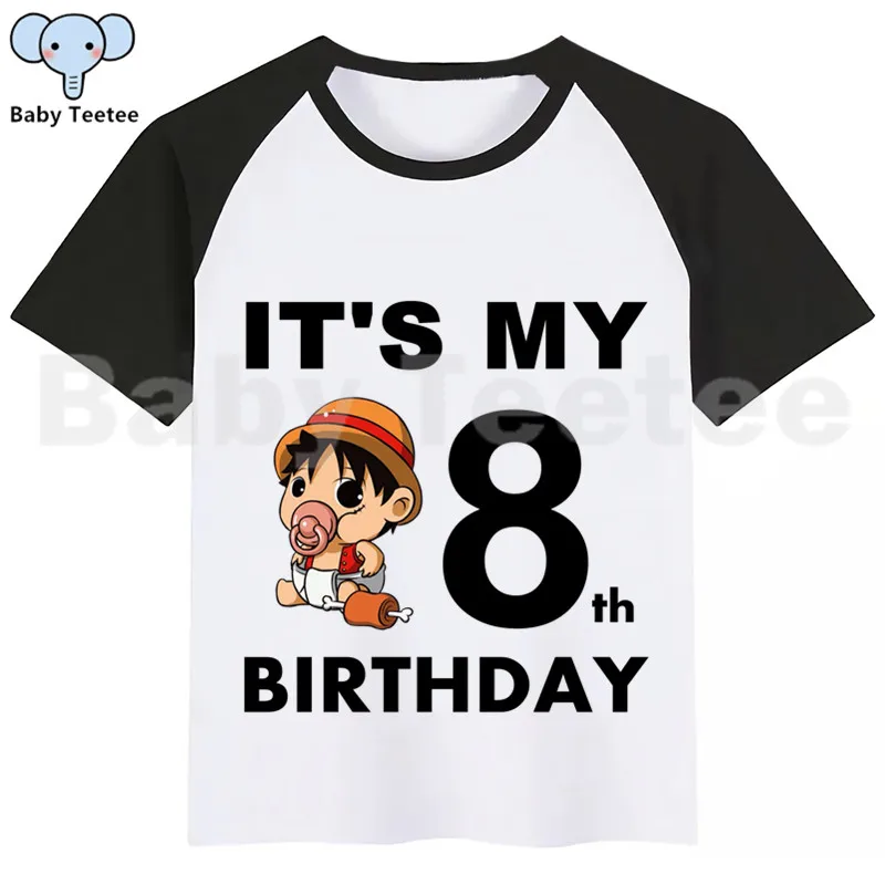 Цельнокроеная LUFFY детская футболка для дня рождения, Короткие футболки для девочек с забавным принтом Одежда для девочек вечерние футболки
