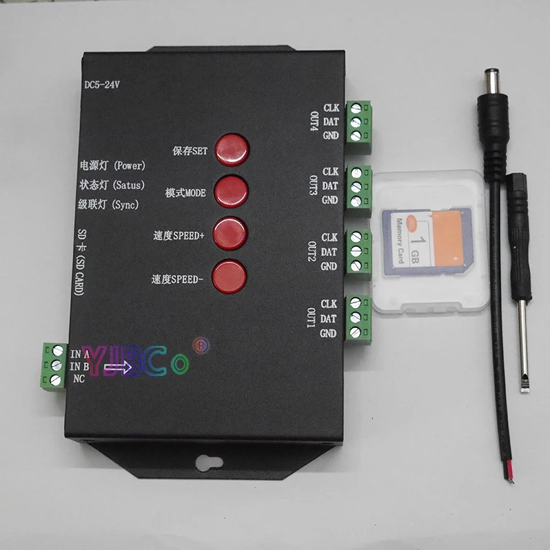 Светодиодный RGB контроллер T4000S настраиваемая sd-карта DC5V sk6812 WS2812B WS2811 WS2801 LP6803 светодиодный цифровой пиксель полосы