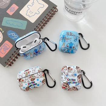 

Cute Stitch Soft IMD Headset Cover Case For Apple Airpods 2 1 Por Crayon Shin chan bluetooth headset Cases Wireless Earphone box