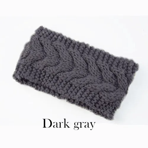Dark gray Зимняя теплая вязаная повязка на голову для женщин, шерстяная повязка на голову с вязаным узлом, тюрбан, повязка на голову для ушей, теплые повязки на голову, женские аксессуары для волос - Цвет: Dark gray